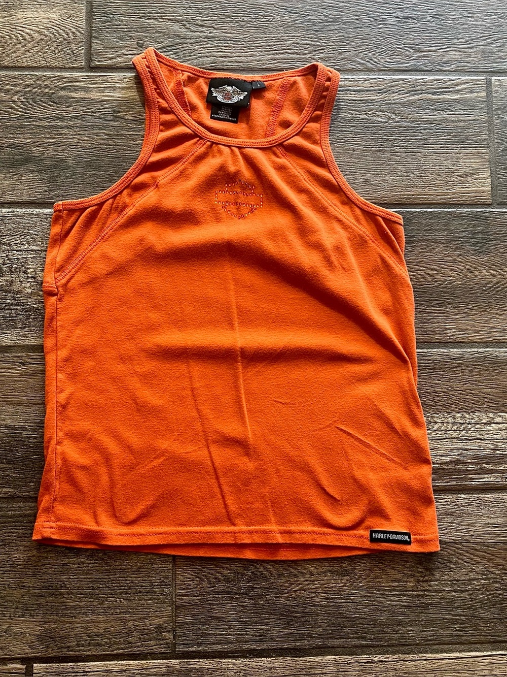 Harley Davidson tank top with rhinestone bar & Shield L
